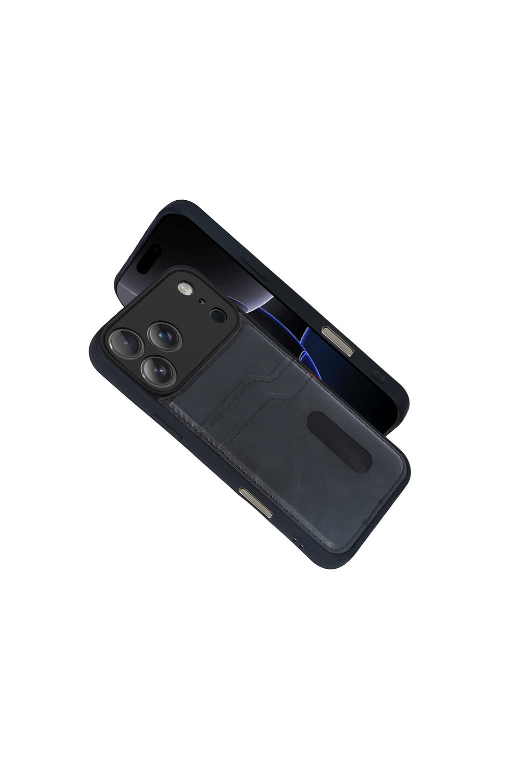 iPhone 17 Pro Max Kılıf Kamera Korumalı Deri Kartlıklı Cüzdan Sara Kapak - Siyah