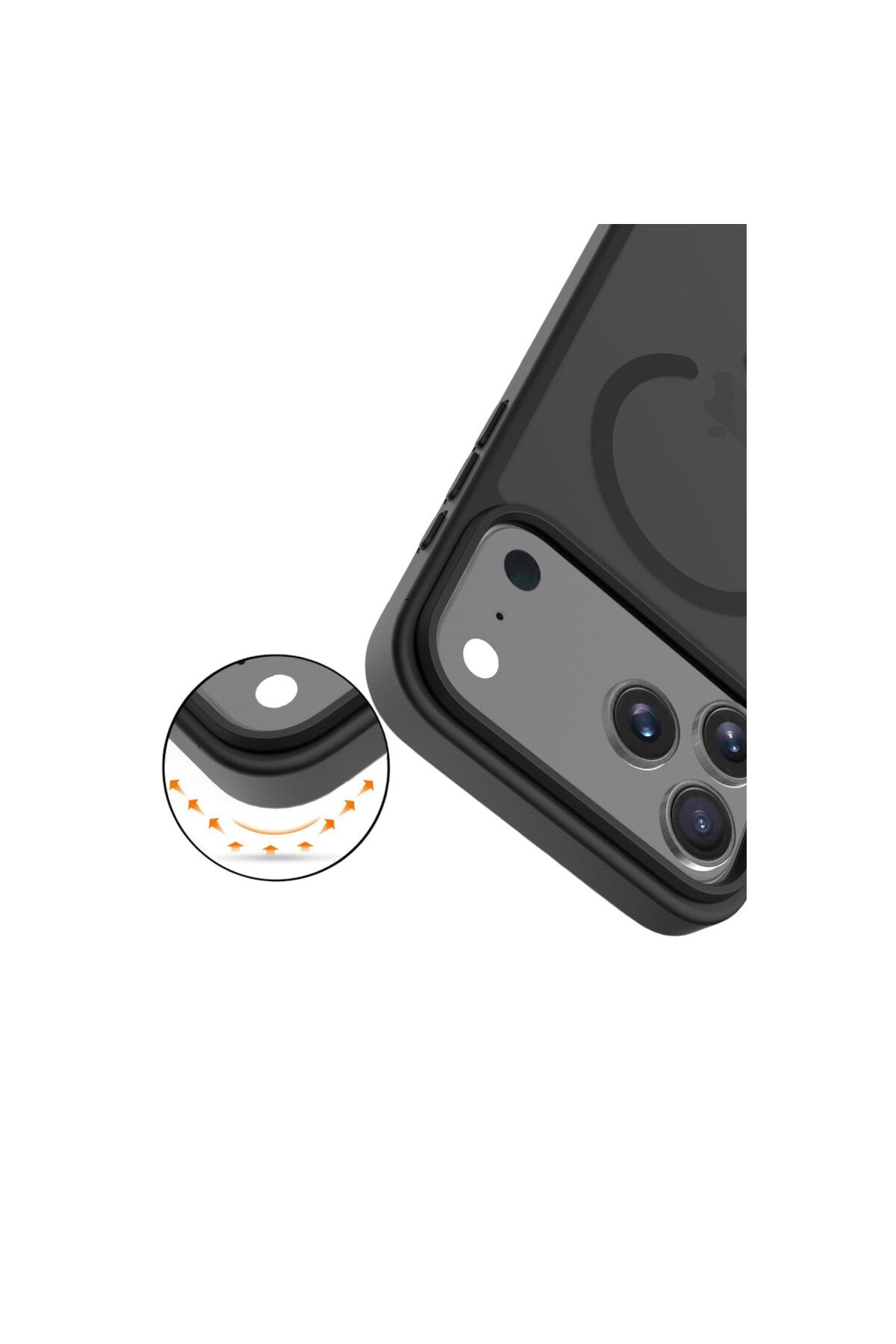 iPhone 17 Pro Kılıf Premium Magsafe Şarj Özellikli Mat Transapran Jota Kapak - Siyah
