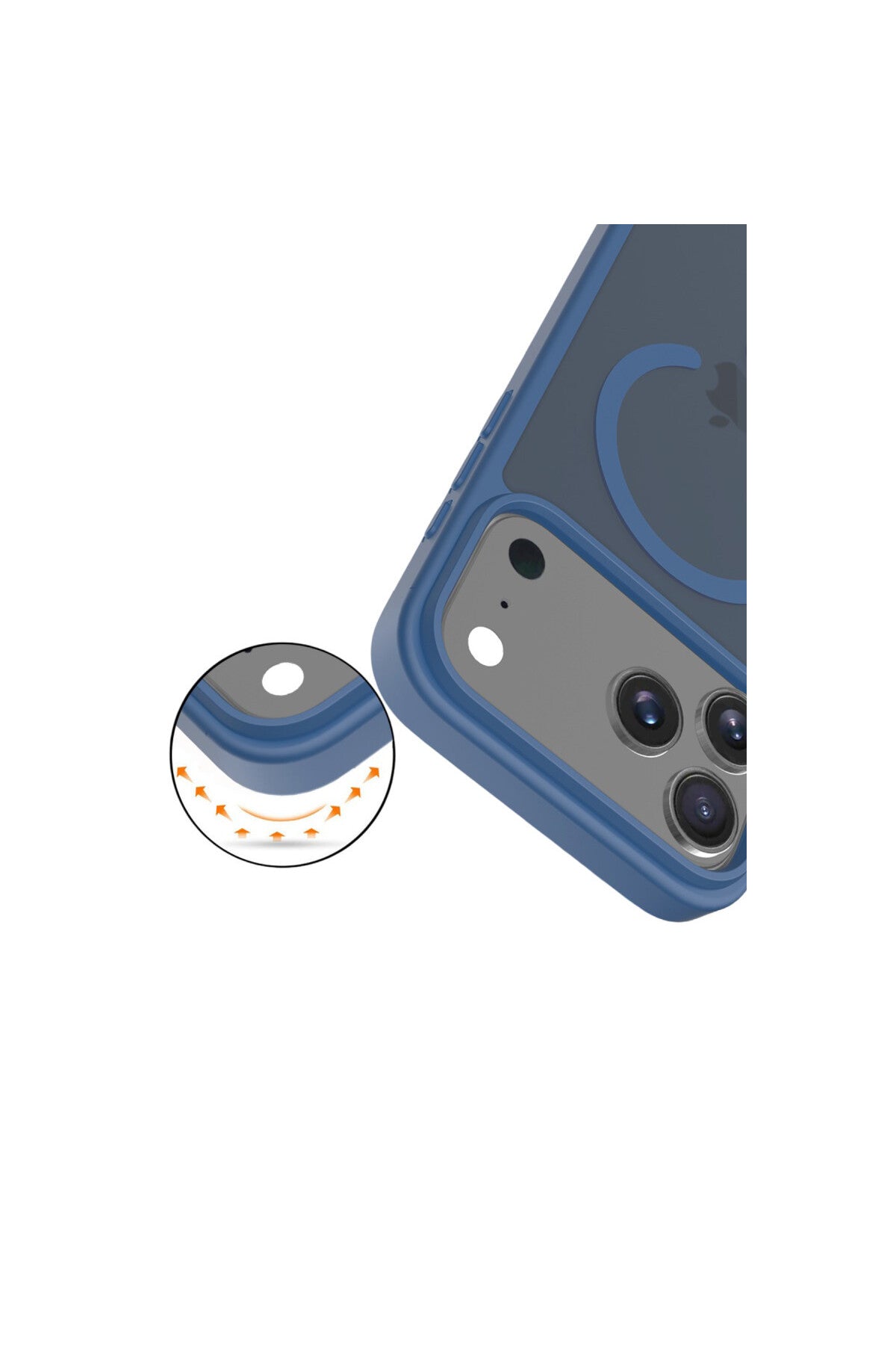iPhone 17 Pro Max Kılıf Premium Magsafe Şarj Özellikli Mat Transapran Jota Kapak - Lacivert