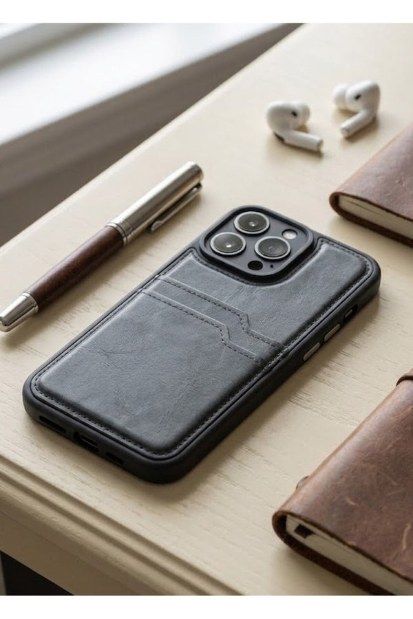 iPhone 16 Pro Max Kılıf Kamera Korumalı Deri Kartlıklı Cüzdan Sara Kapak