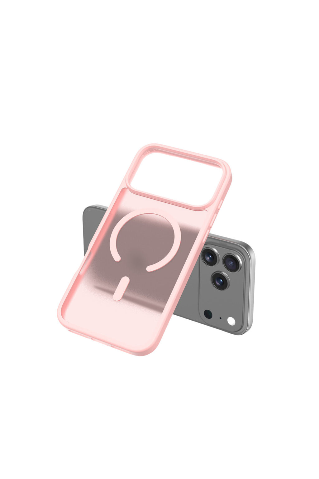iPhone 17 Pro Max Kılıf Premium Magsafe Şarj Özellikli Mat Transapran Jota Kapak - Pudra