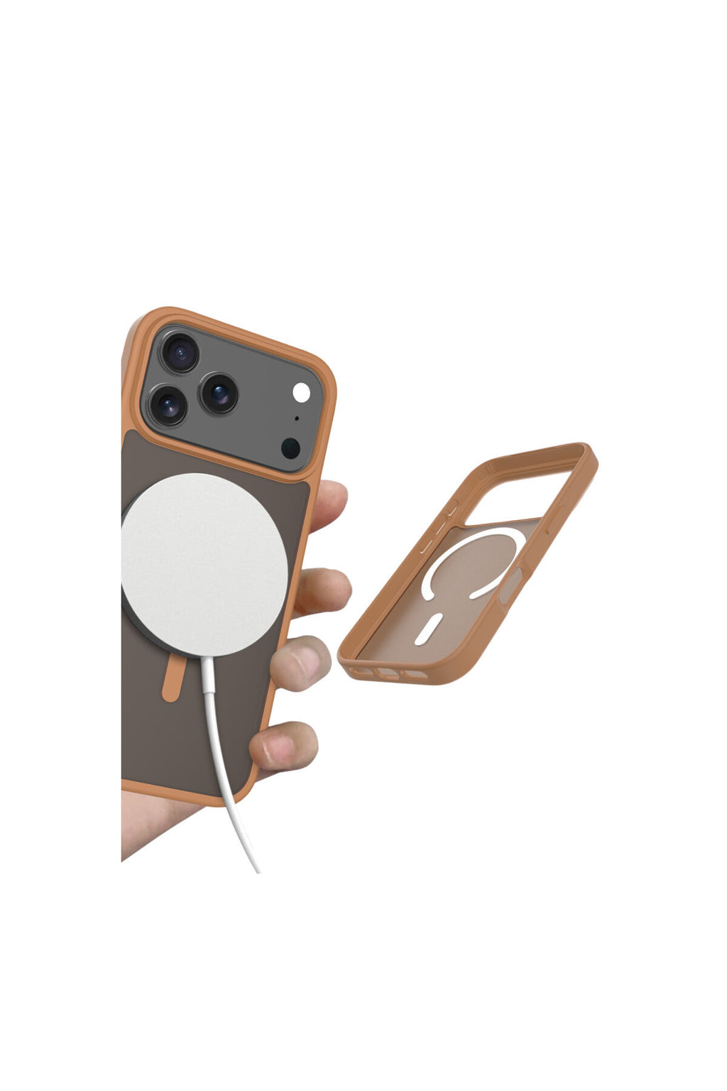 iPhone 17 Pro Max Kılıf Premium Magsafe Şarj Özellikli Mat Transapran Jota Kapak - Çöl Titanyum